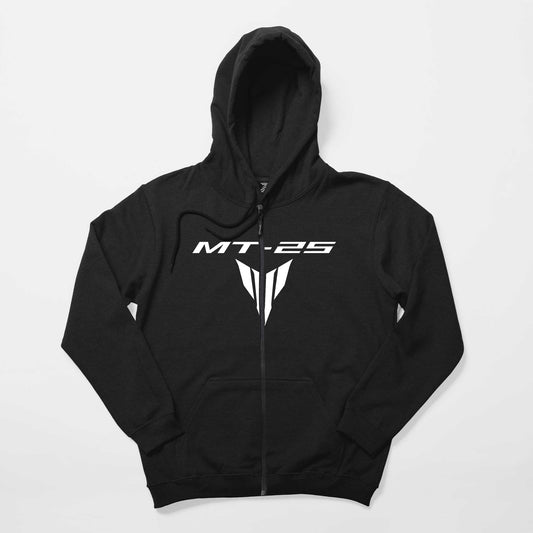 Yamaha MT25 White Logo Siyah Fermuarlı Kapşonlu Sweatshirt