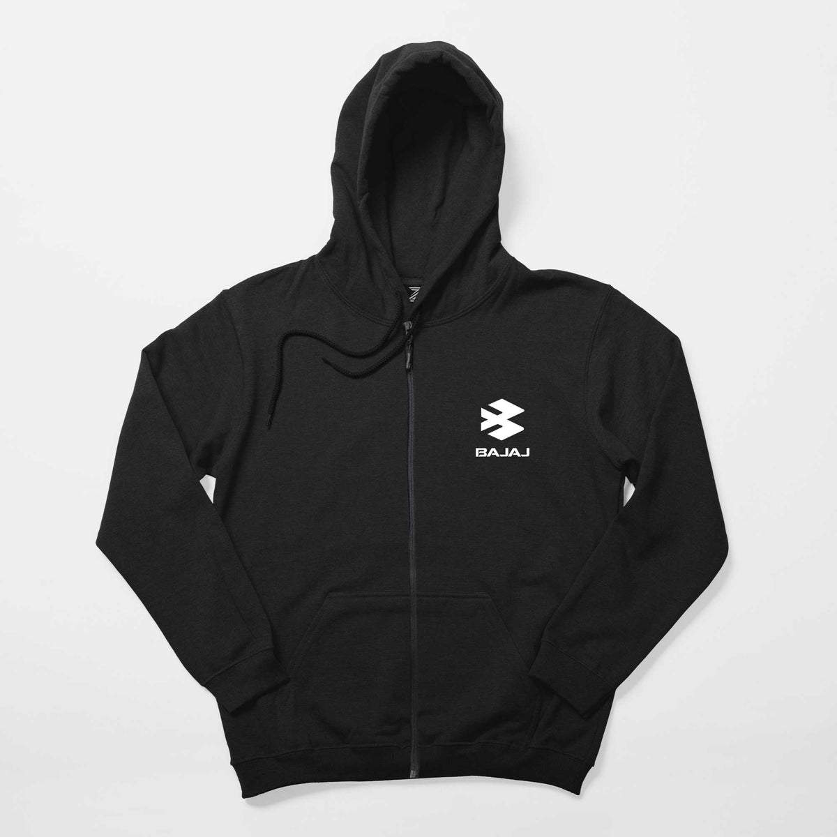 Bajaj White Logo Siyah Fermuarlı Kapşonlu Sweatshirt