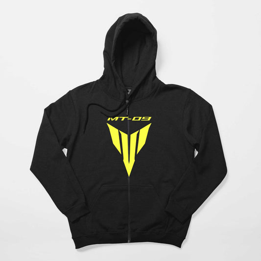 Yamaha MT 09 Logo Text Siyah Fermuarlı Kapşonlu Sweatshirt