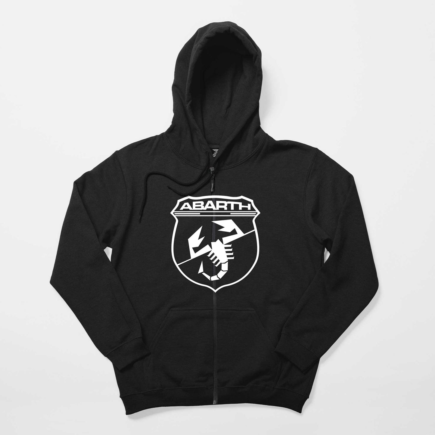 Abarth White Logo Siyah Fermuarlı Kapşonlu Sweatshirt