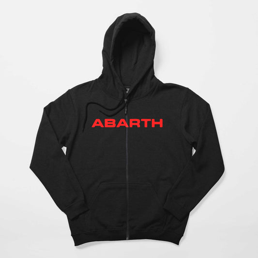 Abarth Text Line Siyah Fermuarlı Kapşonlu Sweatshirt