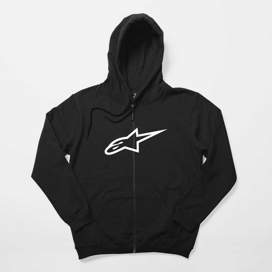 Alpinestars White Logo Siyah Fermuarlı Kapşonlu Sweatshirt