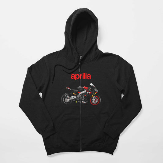 Aprilia 675RS Siyah Fermuarlı Kapşonlu Sweatshirt