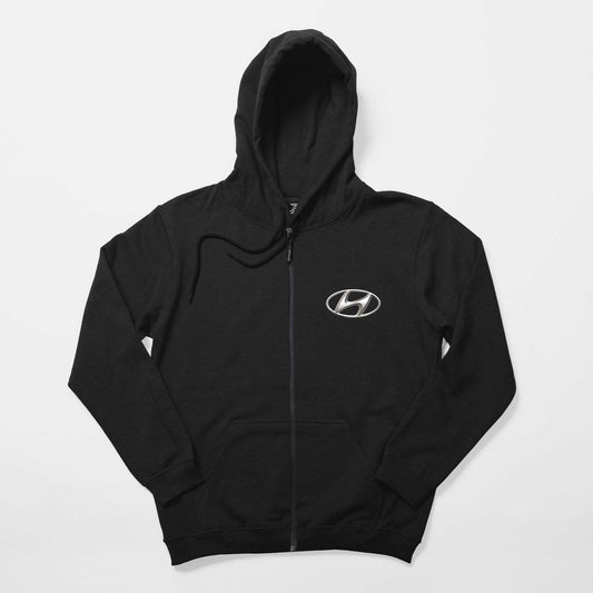 Hyundai Logo Siyah Fermuarlı Kapşonlu Sweatshirt