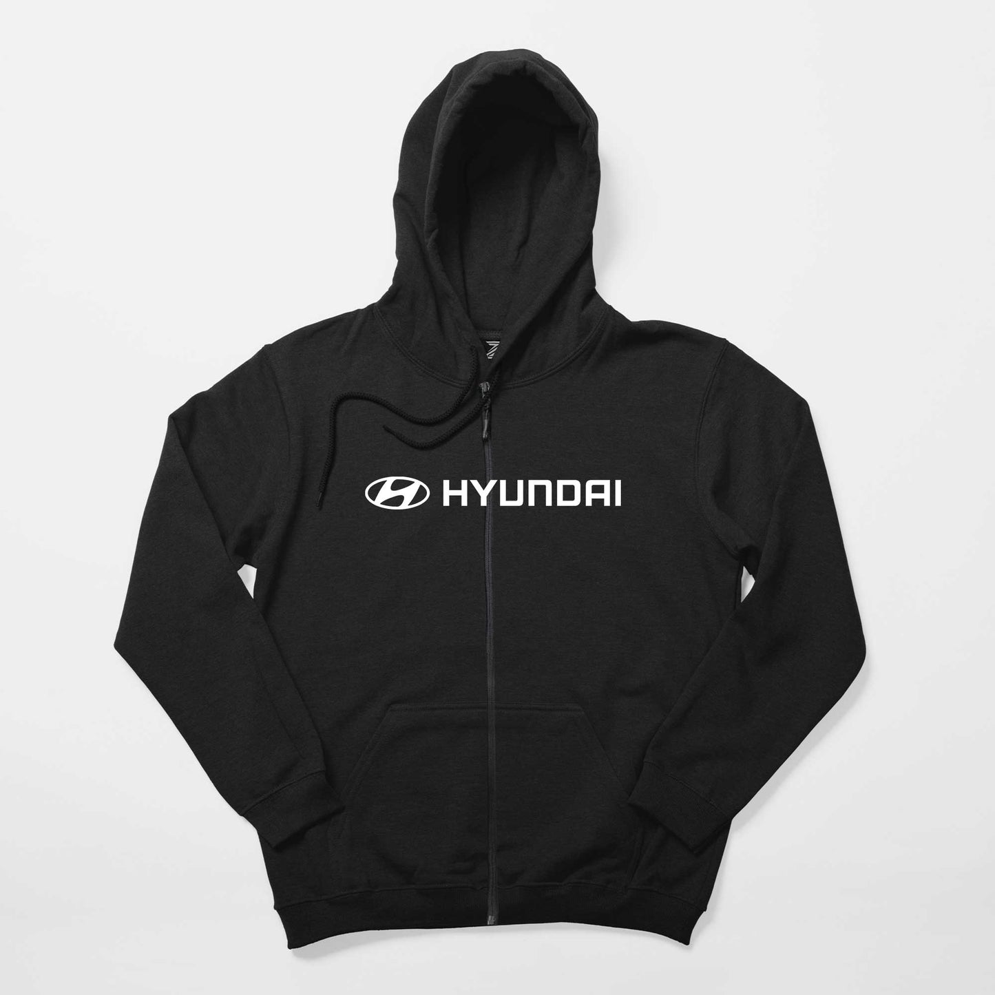 Hyundai Text Logo Siyah Fermuarlı Kapşonlu Sweatshirt