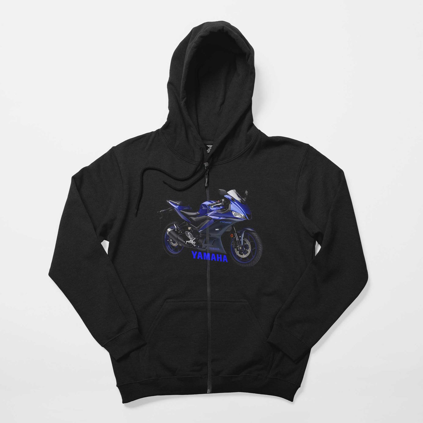 Yamaha R25 And Text Siyah Fermuarlı Kapşonlu Sweatshirt