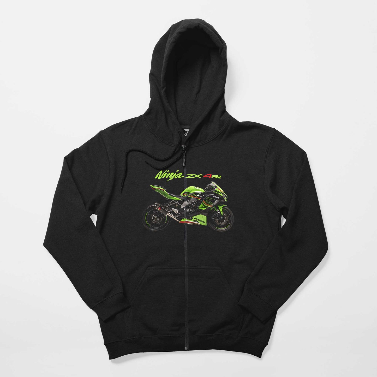 Kawasaki Ninja ZX4RR Siyah Fermuarlı Kapşonlu Sweatshirt