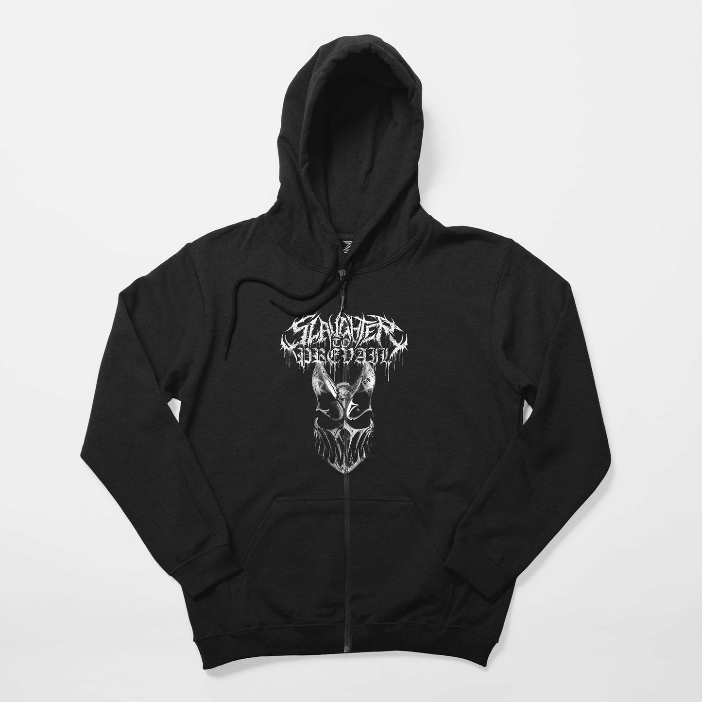 Slaughter To Prevail Silvermask Text Siyah Fermuarlı Kapşonlu Sweatshirt