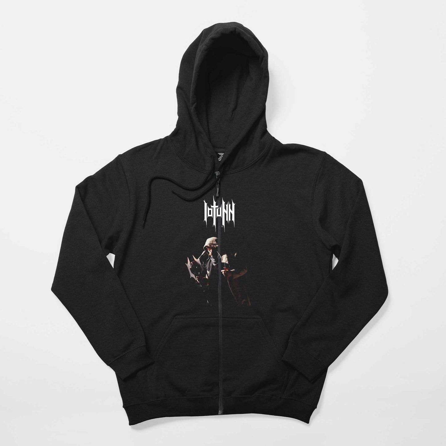 Iotunn Logo Jón Aldara Siyah Fermuarlı Kapşonlu Sweatshirt