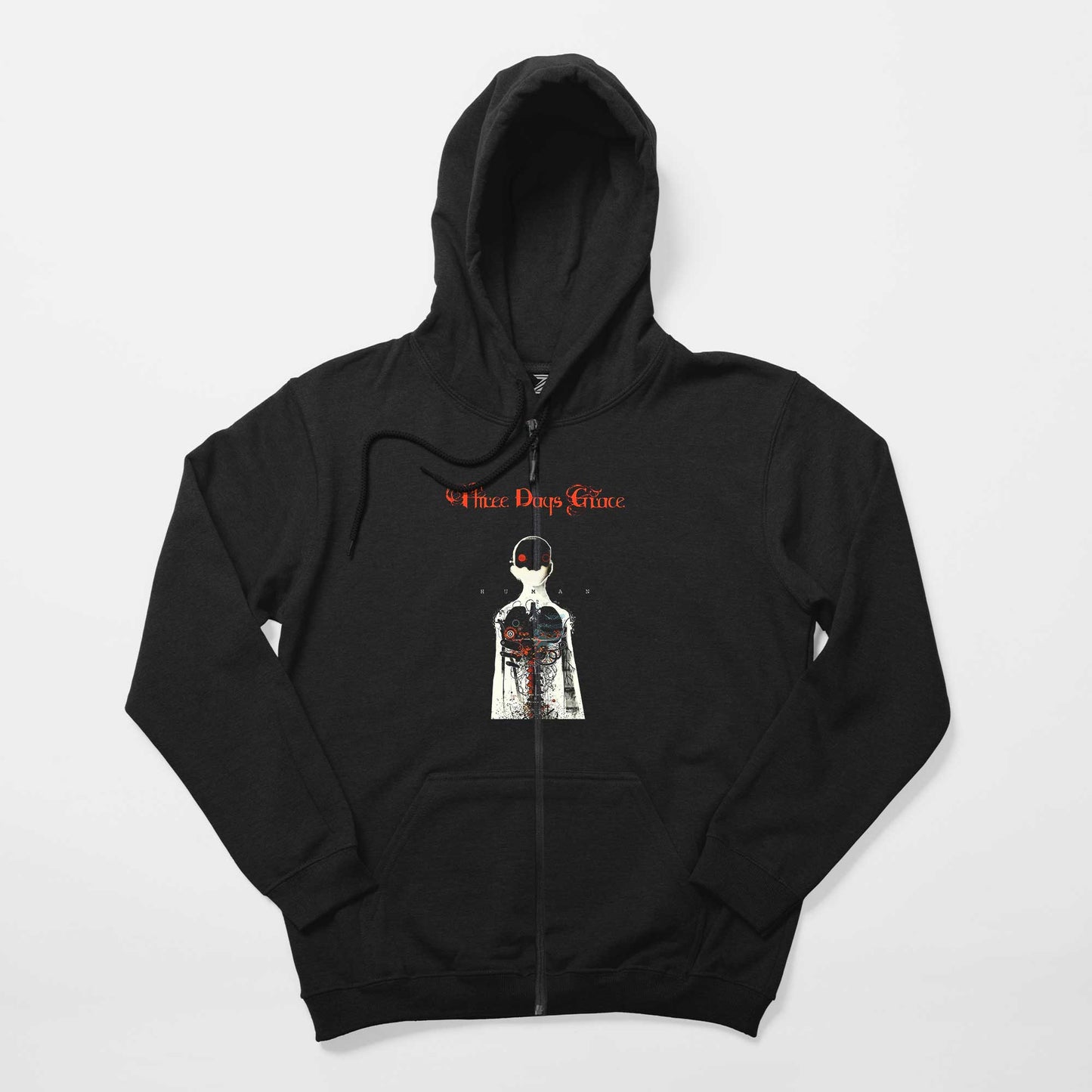 Three Days Grace Human Siyah Fermuarlı Kapşonlu Sweatshirt
