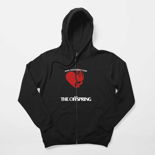 The Offspring Anti Valentine's Day Siyah Fermuarlı Kapşonlu Sweatshirt