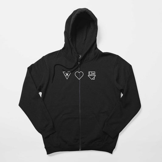 The Neighbourhod Symbol Logo Siyah Fermuarlı Kapşonlu Sweatshirt
