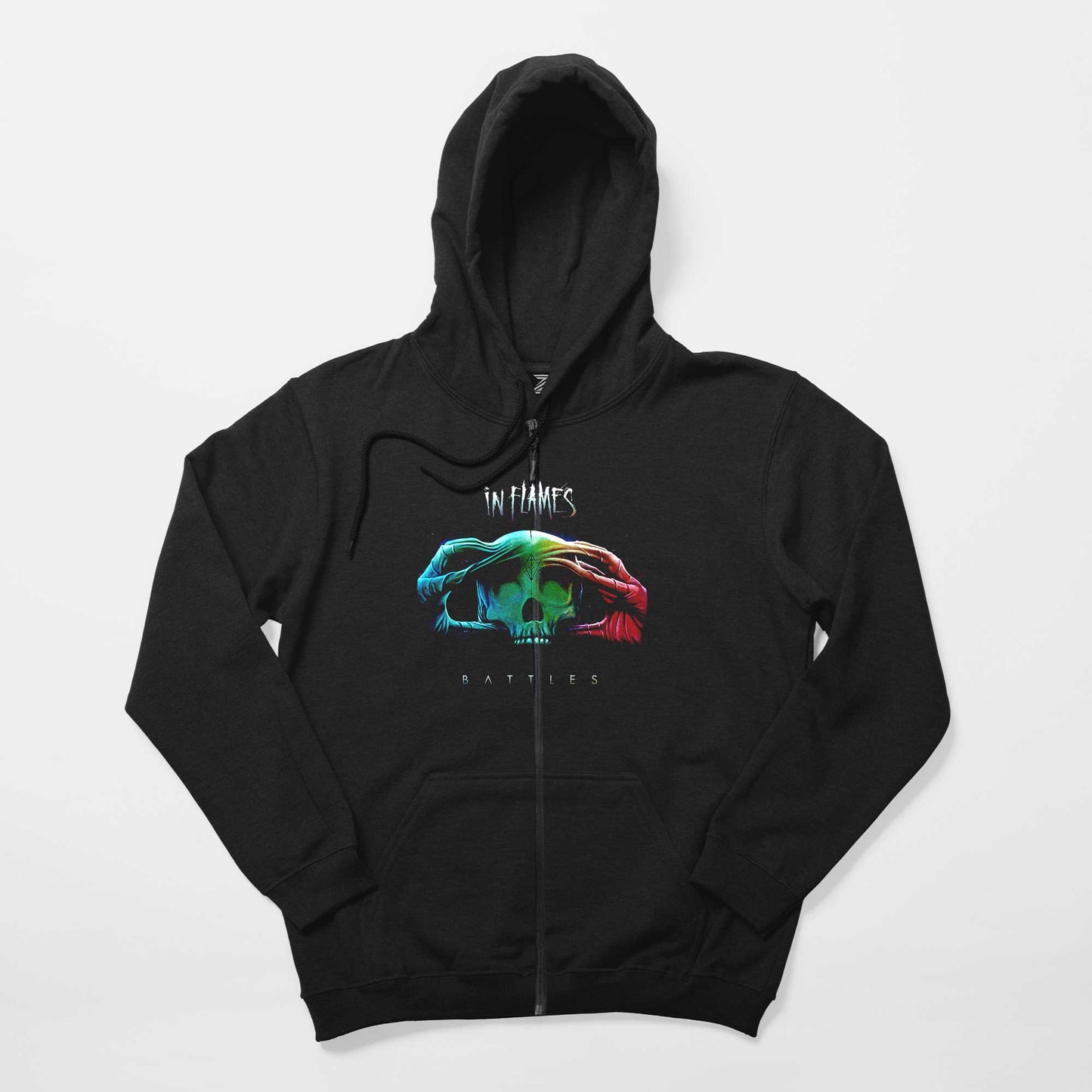 In Flames Battles Siyah Fermuarlı Kapşonlu Sweatshirt