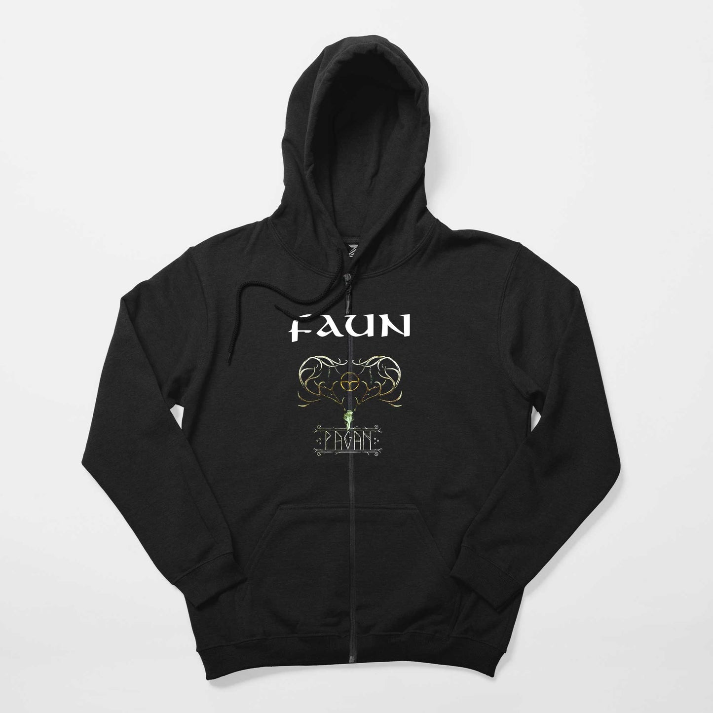 Faun Pagan Siyah Fermuarlı Kapşonlu Sweatshirt