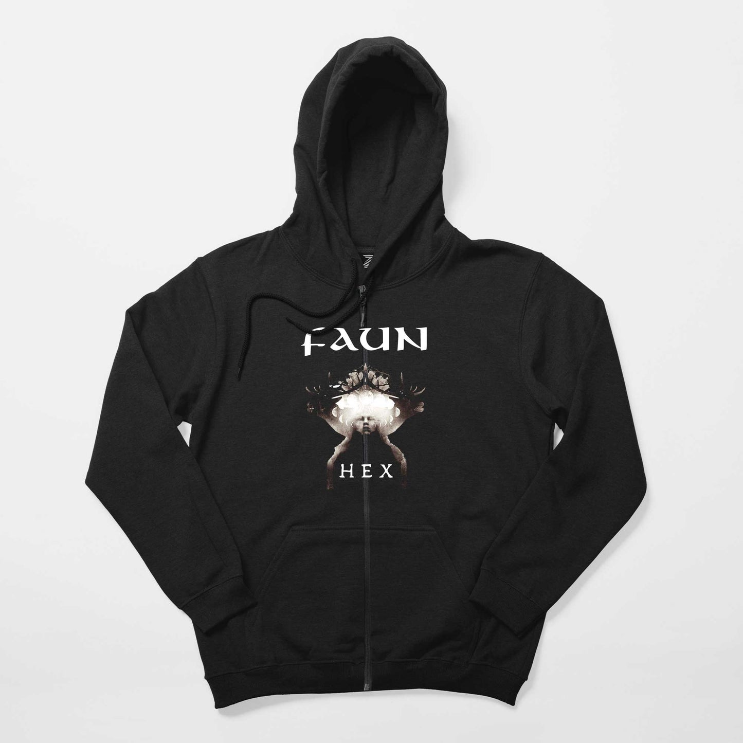 Faun Hex Siyah Fermuarlı Kapşonlu Sweatshirt