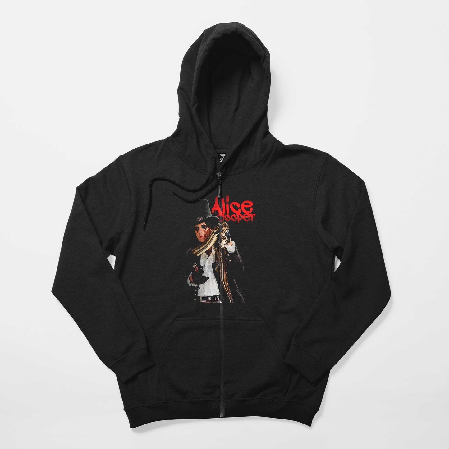 Alice Cooper Snake Siyah Fermuarlı Kapşonlu Sweatshirt