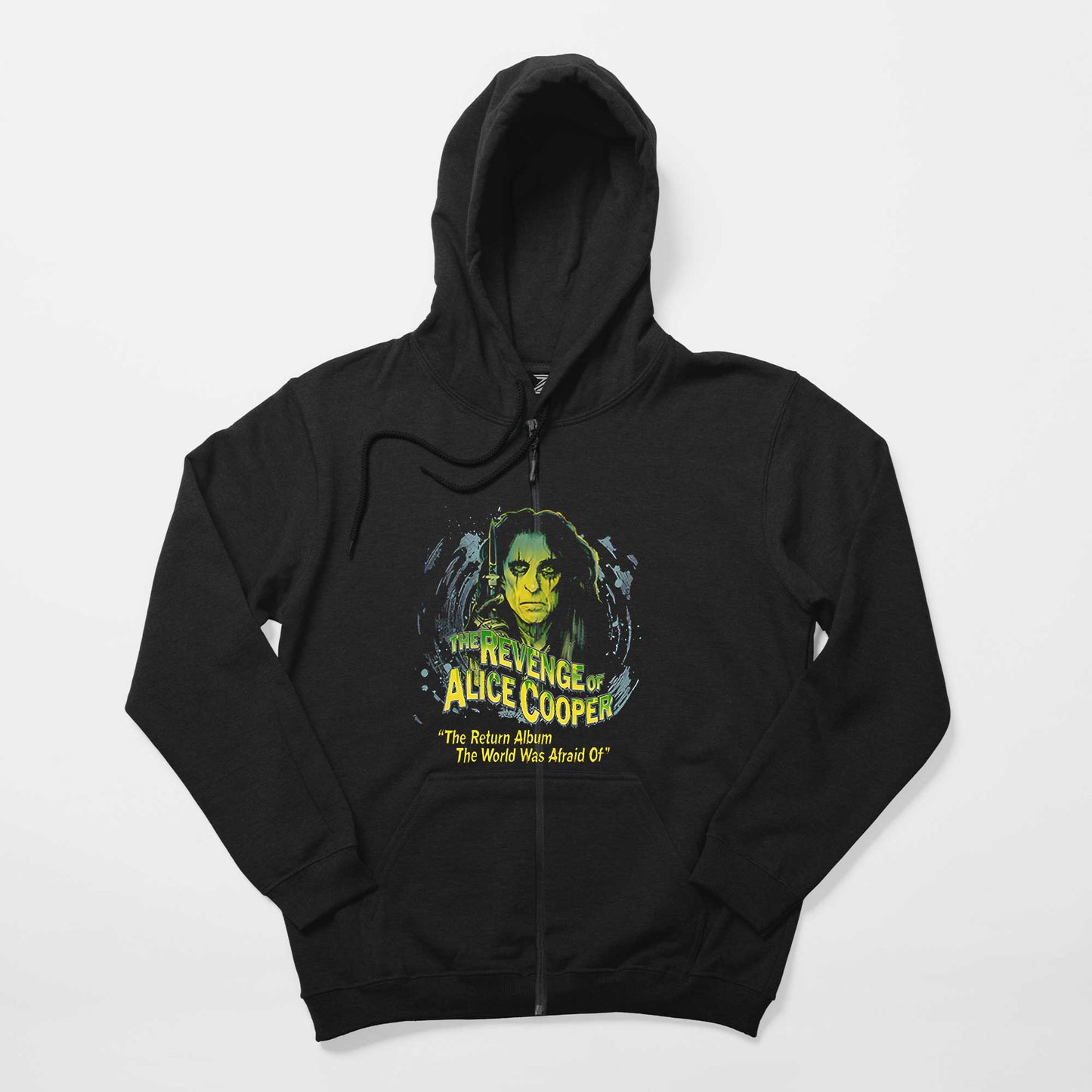 Alice Cooper The Revenge of Face Siyah Fermuarlı Kapşonlu Sweatshirt
