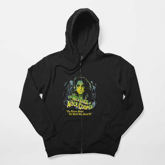 Alice Cooper The Revenge of Face Siyah Fermuarlı Kapşonlu Sweatshirt