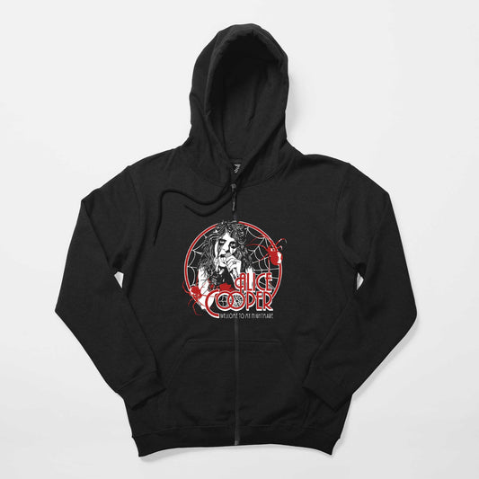 Alice Cooper Welcome To My Nightmare Red Siyah Fermuarlı Kapşonlu Sweatshirt
