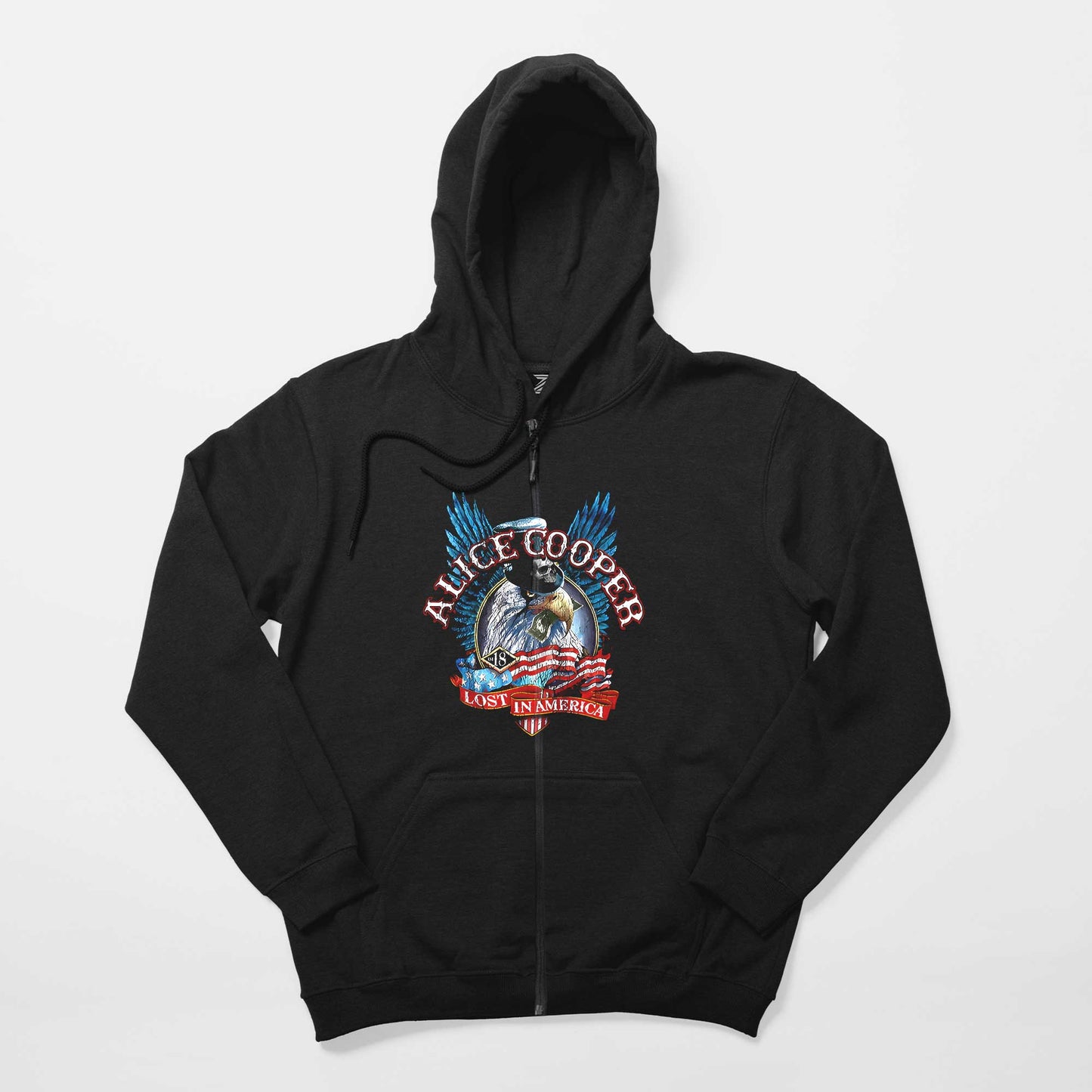 Alice Cooper Lost In America Siyah Fermuarlı Kapşonlu Sweatshirt
