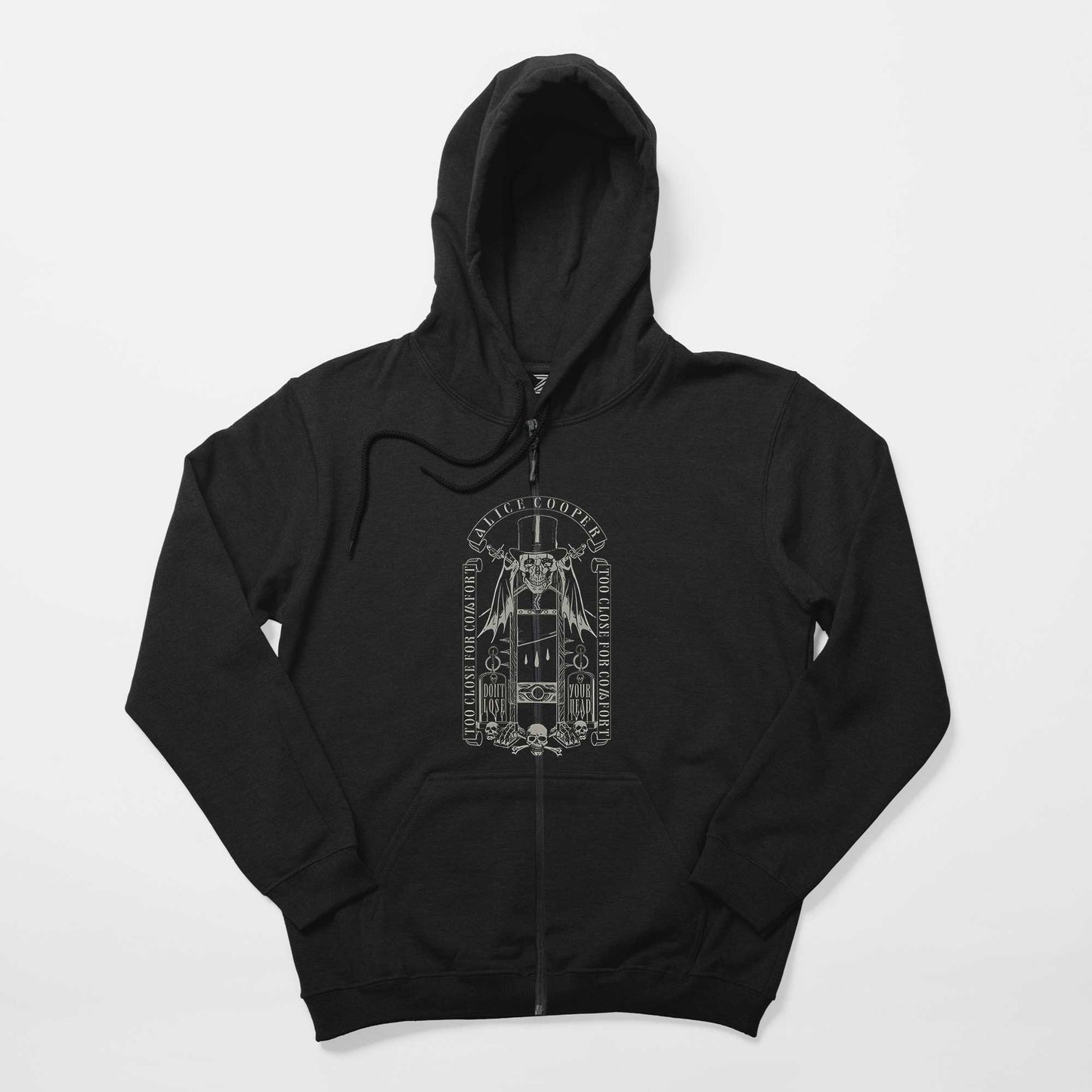 Alice Cooper Too Close For Comfort Siyah Fermuarlı Kapşonlu Sweatshirt
