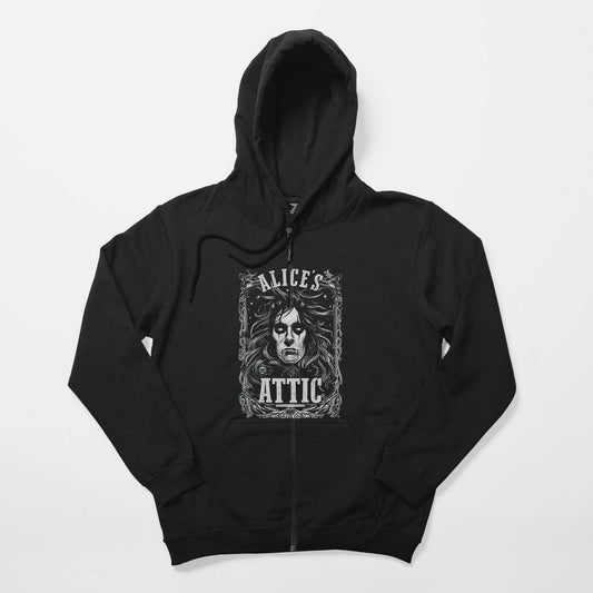Alice Cooper Alice's Attic Siyah Fermuarlı Kapşonlu Sweatshirt