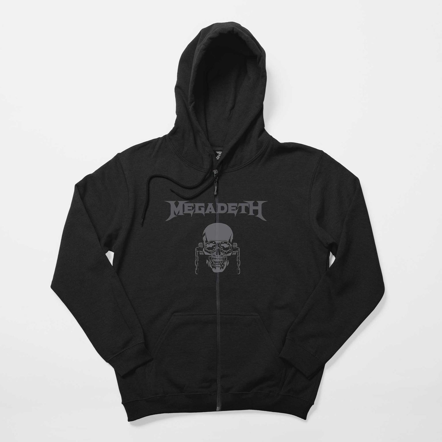 Megadeth Vic Rattlehead Skull Siyah Fermuarlı Kapşonlu Sweatshirt