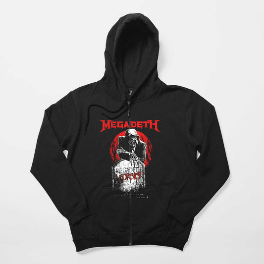 Megadeth Forever on Reels Siyah Fermuarlı Kapşonlu Sweatshirt