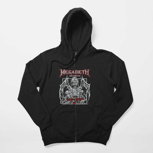 Megadeth Crush The World Siyah Fermuarlı Kapşonlu Sweatshirt