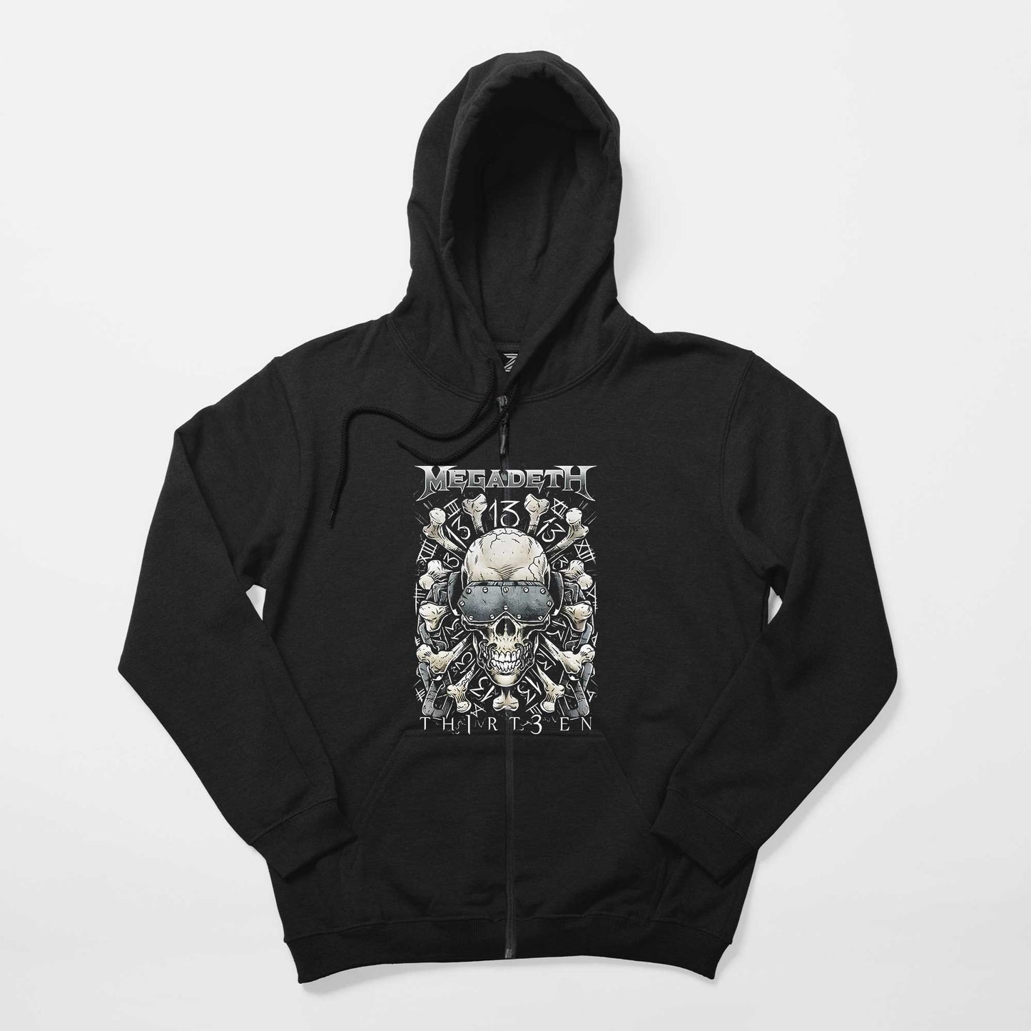 Megadeth Th1rt3en Siyah Fermuarlı Kapşonlu Sweatshirt