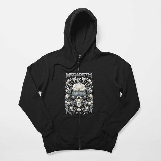 Megadeth Th1rt3en Siyah Fermuarlı Kapşonlu Sweatshirt