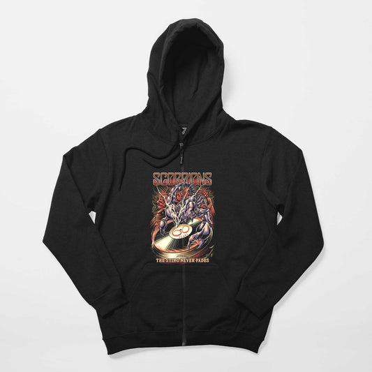 Scorpions The Sting Never Fades Siyah Fermuarlı Kapşonlu Sweatshirt