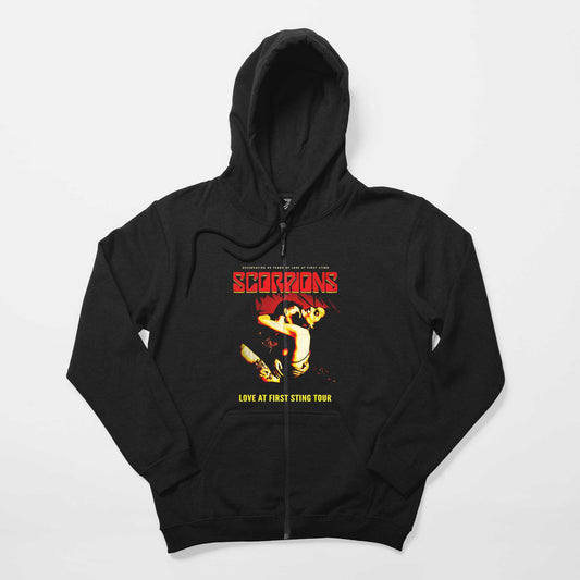Scorpions Love At First Sting Siyah Fermuarlı Kapşonlu Sweatshirt
