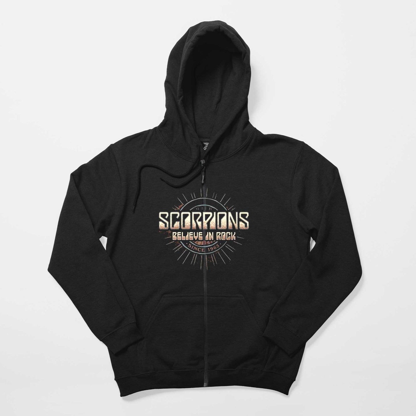 Scorpions Believe In Rock Siyah Fermuarlı Kapşonlu Sweatshirt
