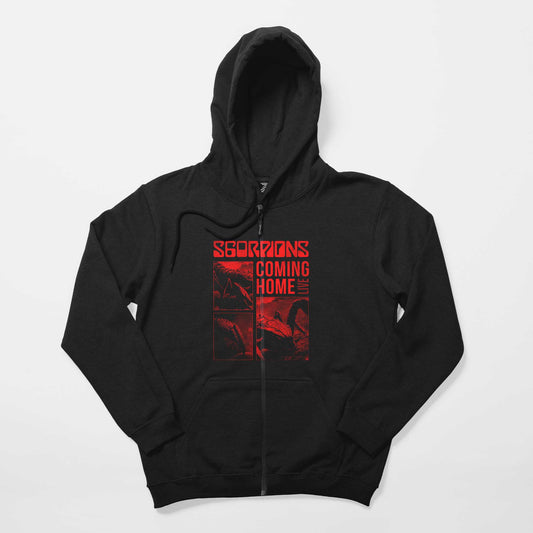 Scorpions Coming Home Siyah Fermuarlı Kapşonlu Sweatshirt
