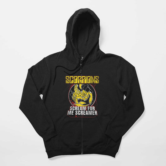 Scorpions Scream For Me Screamer Siyah Fermuarlı Kapşonlu Sweatshirt