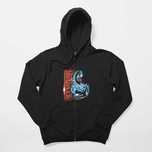 Scorpions Diamond Scorpion Siyah Fermuarlı Kapşonlu Sweatshirt