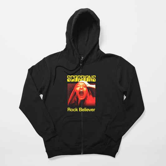 Scorpions Rock Believer Siyah Fermuarlı Kapşonlu Sweatshirt