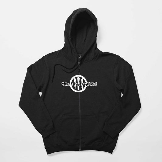Three Days Grace Logo Siyah Fermuarlı Kapşonlu Sweatshirt