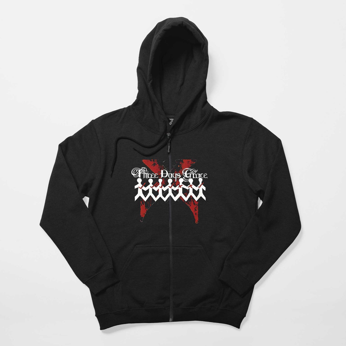 Three Days Grace One-X Siyah Fermuarlı Kapşonlu Sweatshirt