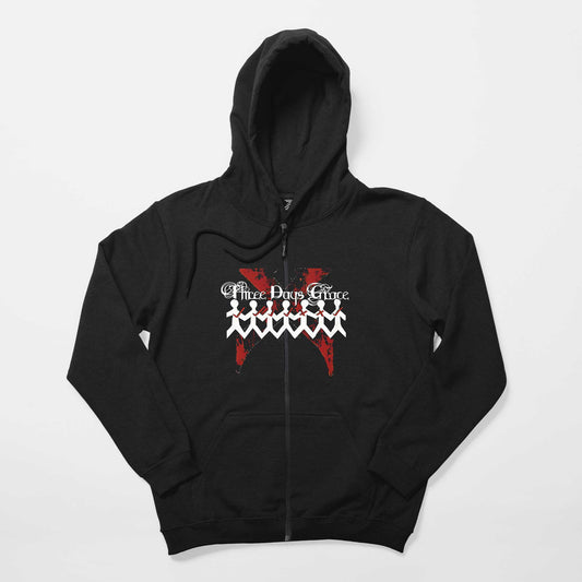 Three Days Grace One-X Siyah Fermuarlı Kapşonlu Sweatshirt
