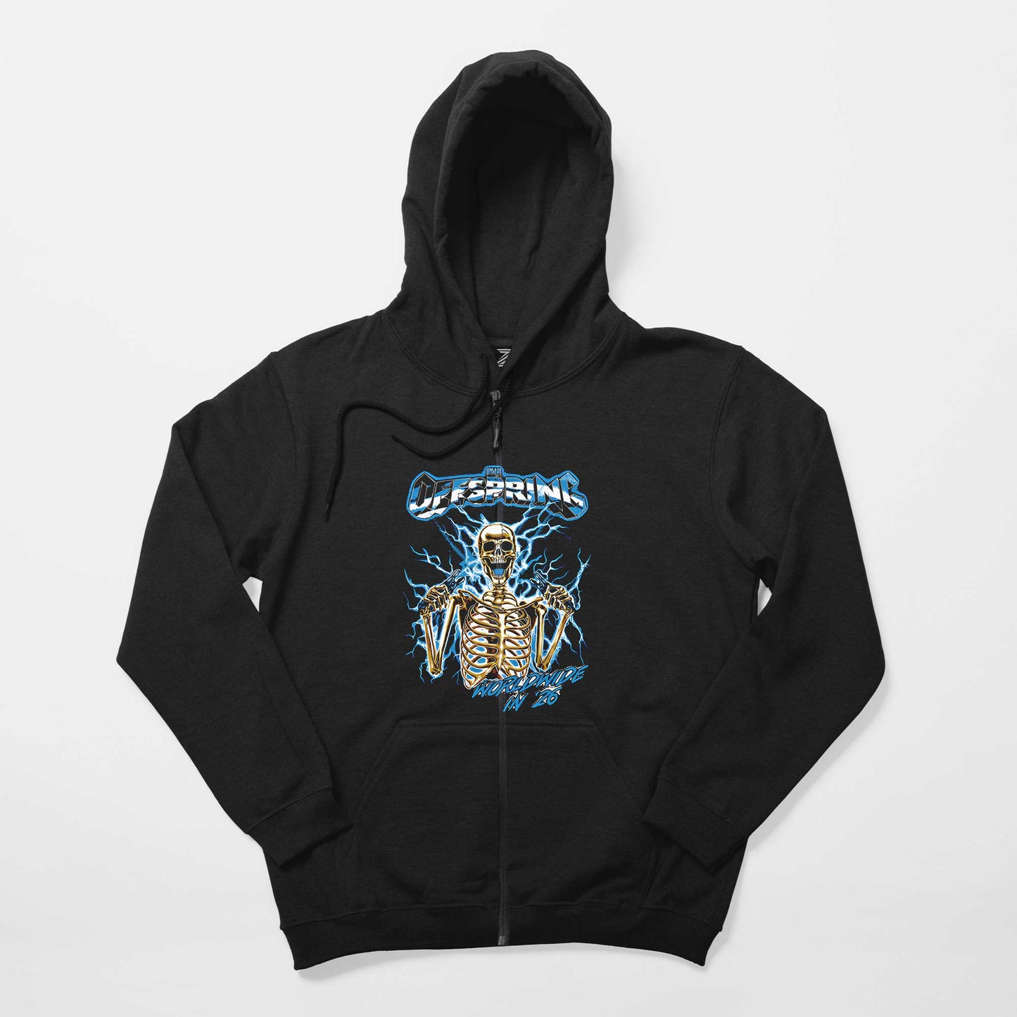 The Offspring Worldwide In '26 Skull Siyah Fermuarlı Kapşonlu Sweatshirt