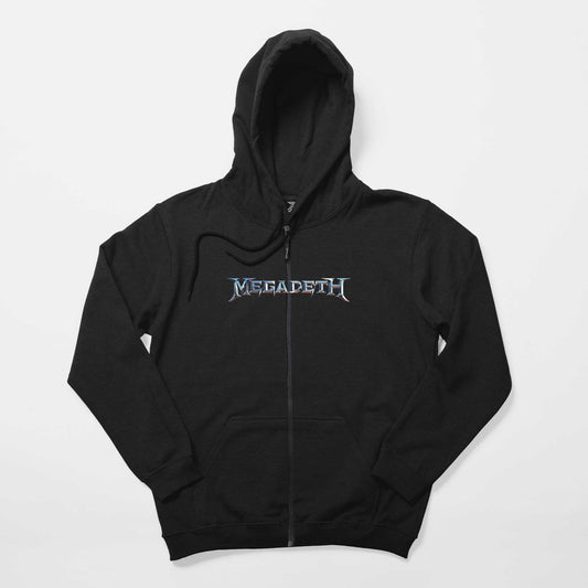 Megadeth Text Rainbow Siyah Fermuarlı Kapşonlu Sweatshirt