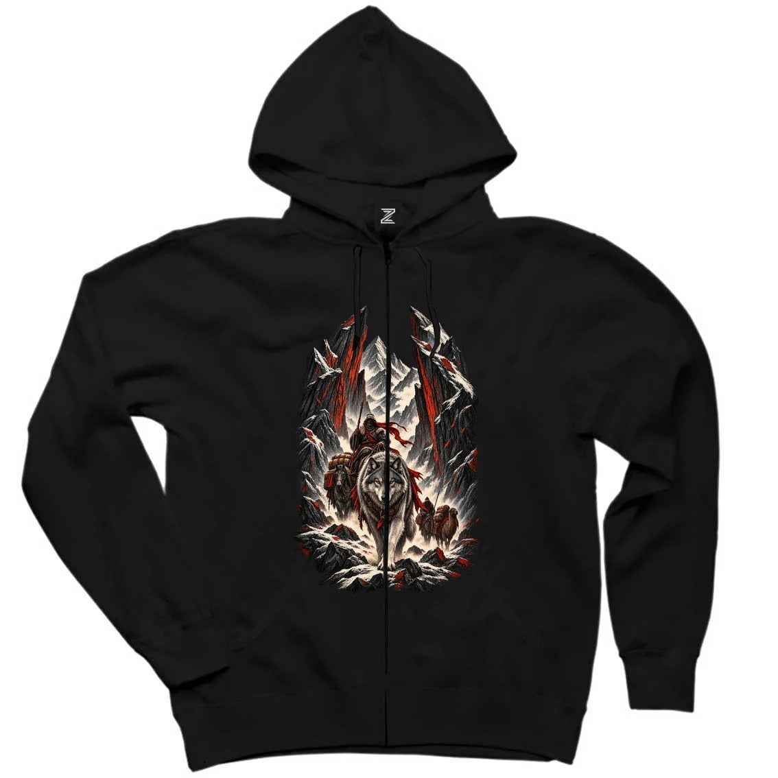 Demir Dağ Rehberi Siyah Fermuarlı Kapşonlu Sweatshirt