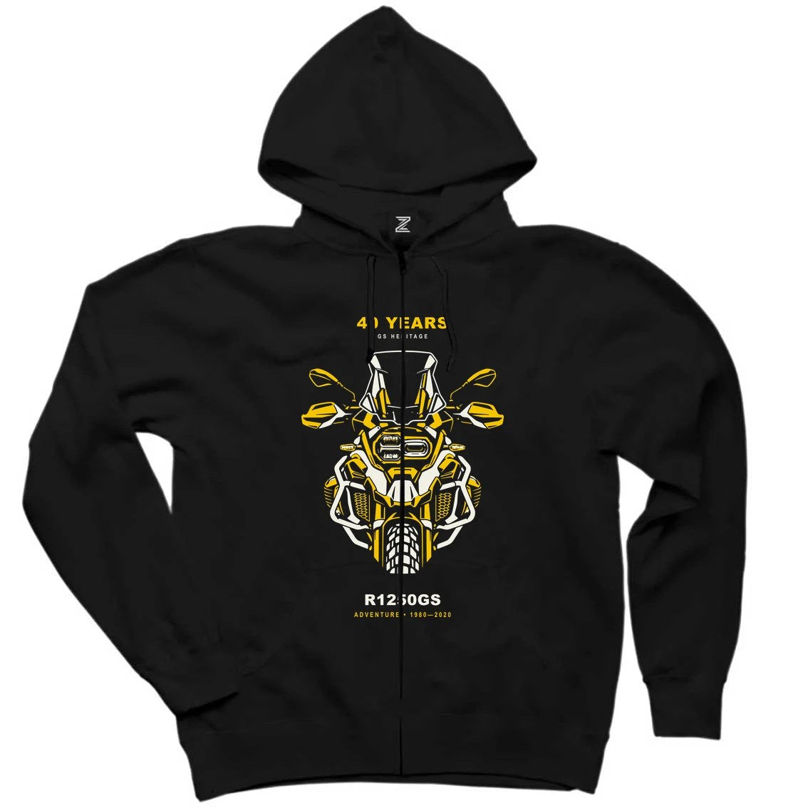 Bmw GS Far Totemi Siyah Fermuarlı Kapşonlu Sweatshirt