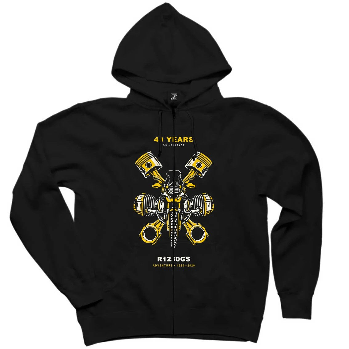 Bmw Boxer Pistonları Siyah Fermuarlı Kapşonlu Sweatshirt