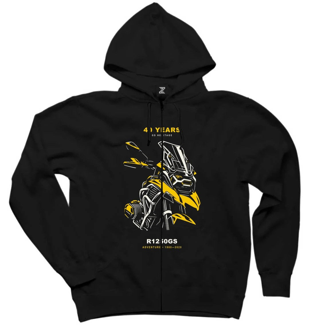 Bmw GS Mekanik Portre Siyah Fermuarlı Kapşonlu Sweatshirt