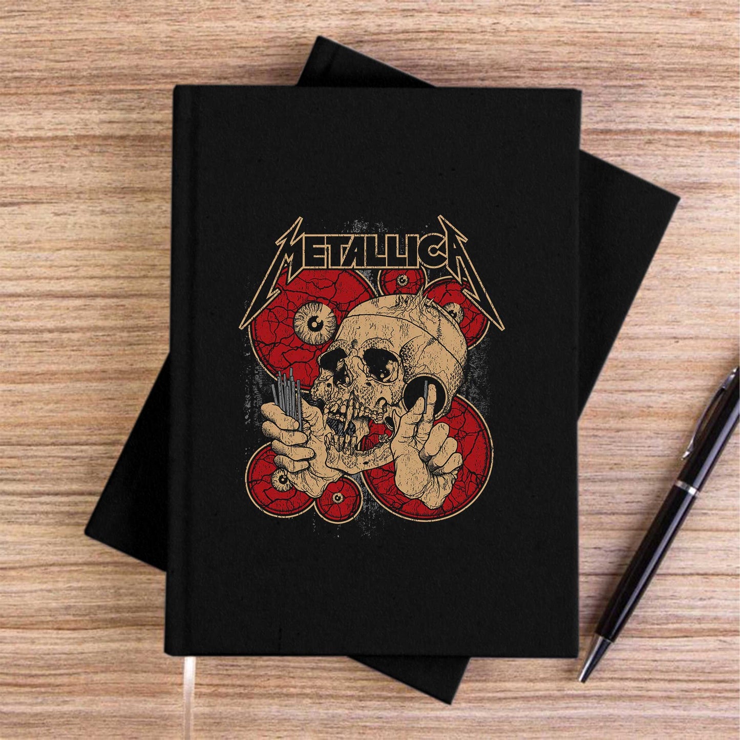 Metallica Skull Battery Siyah Çizgisiz Kanvas Defter