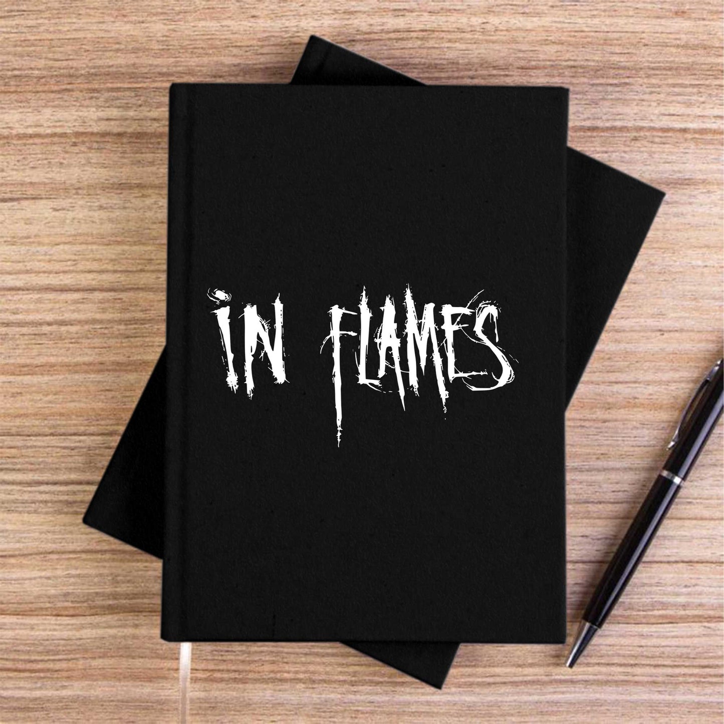 İn Flames Logo Siyah Çizgisiz Kanvas Defter