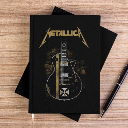 Metallica Guitar Cross Siyah Çizgisiz Kanvas Defter